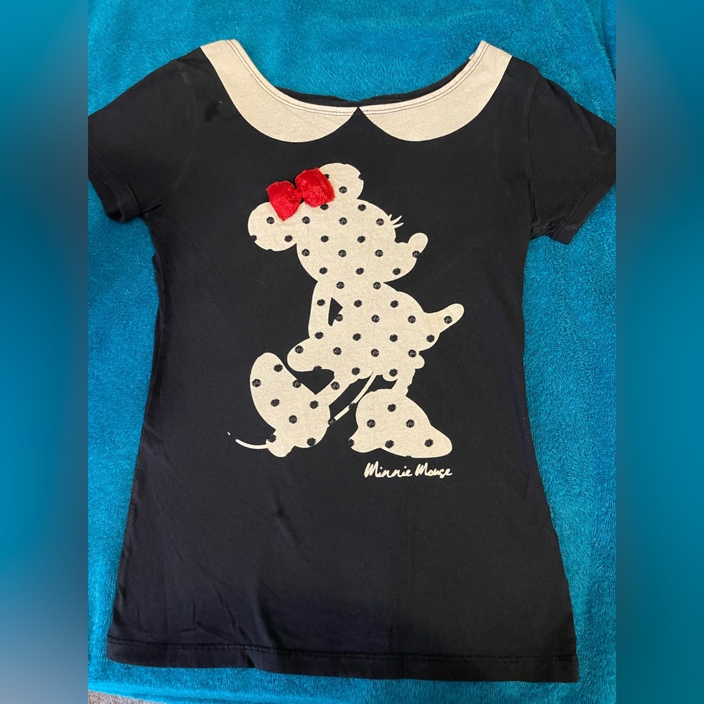 Disney Minnie Mouse Polka Dot Tee - Black and Cream